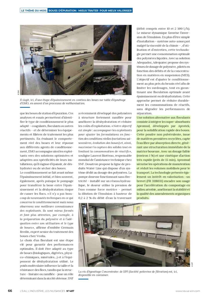 aprotek ein gestion boues épuration assèchement conditionnement